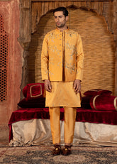 BURNT ORANGE WAISTCOAT/KURTA TROUSER